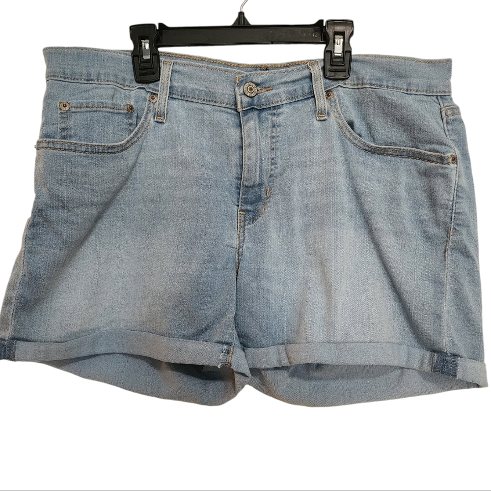 Levi’s Blue Denim 5 pocket roll hem Shorts SZ 32